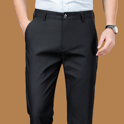 Men's Casual Trousers for Foreign Trade, Loose and Fattened, No-Iron Straight Suit, Business Elastic Trousers Wholesale