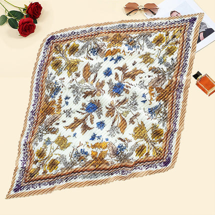 New wrinkled small square scarf female Korean imitation silk printed wrinkled small scarf Joker scarf decorative scarf wholesale