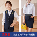 Dark blue vest + skirt + white shirt / S