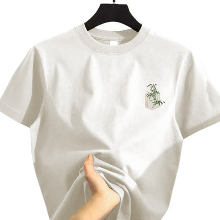 100% Cotton Short-Sleeved T-Shirt Men's Summer New Hong Kong Style Ins Trendy Brand Casual Simple Loose Versatile Half-Sleeved Top