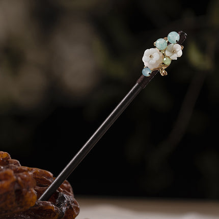 Antique Hairpin Step Tassel Wood Hairpin Imitation Ebony Headwear Disc Hair Simple Accessories Ancient Dress Hairpin Women's Hair