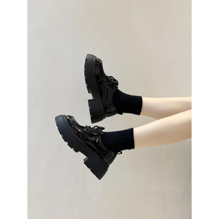 British Style Thick-Soled Small Leather Shoes for Women 2025 New Spring and Summer Versatile Black Jk Flats Platform Sole Ins Loafers