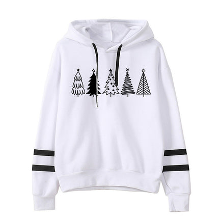 Cross-border foreign trade sources of European and American Christmas tree printing parallel bars striped hoodie European size loose plus size men and women