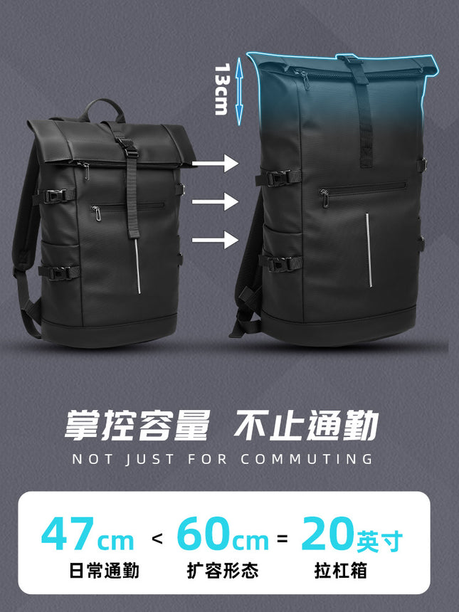 Backpack Men's Large Capacity Roll-up Backpack Fashionable Personalized Travel Bag Advanced Sense College Student Schoolbag Cross-border