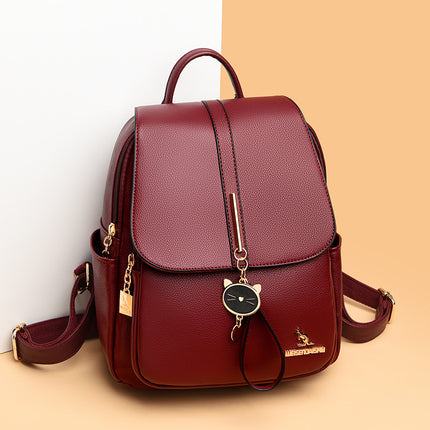Creative kitten decorative backpack cowhide fashion travel women's backpack 2024 welfare student bag