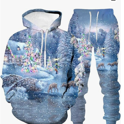 European and American winter cross-border 3D sweater hot fishing camping digital printing men's fashion trend hoodie suit