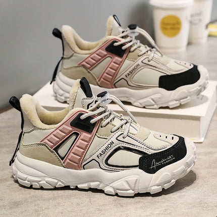 Women's Cotton Shoes 2023 New Autumn and Winter Plush Women's Shoes for Older Children and Junior High School Students Lightweight Soft Sole Sports Running Shoes