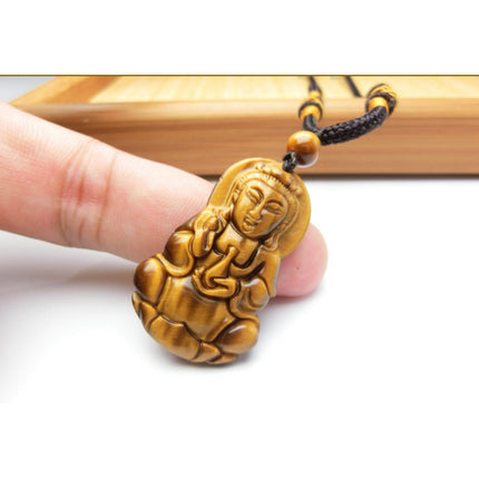 Couple's Pixiu Pendant Tiger Eye Stone Guanyin Buddha Guan Gong Ping An Buckle Pendant Yellow Tiger Eye Stone Pendant Supply Straight Hair