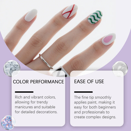 12pcs/Set Nail Art Graffiti Pen Nail Painting Strong Color Adhesion Precise Lines Quick-Dry DIY Waterproof Beauty Manicure Tools