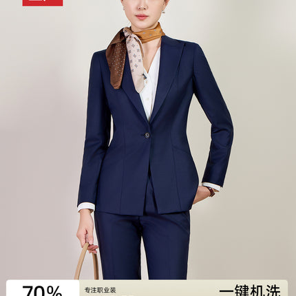 Wool Suit Jacket Women's Spring and Autumn High Sense Fashion Commuter Interview Host Professional Dress Suit Machine Washable