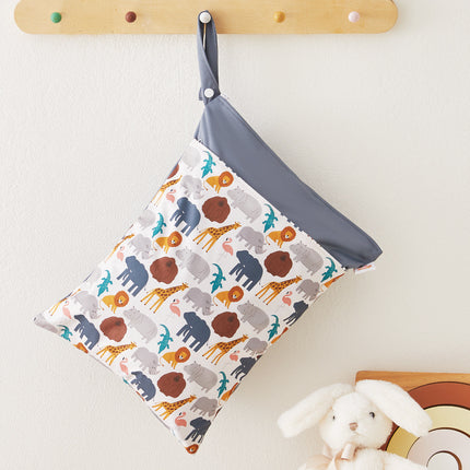 Ins Baby Stroller Storage Hanging Bag Cross-border Hot Selling Baby Diaper Bag Wetbag Dry and Wet Separation 30*40