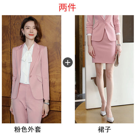 2023 autumn and winter professional style suit female manager professional attire temperament goddess fan sense suit suit pink small suit