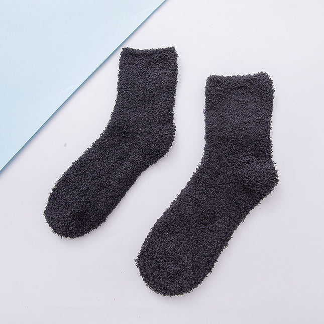 Cross-border coral velvet socks women solid color comfortable thick warm sleep moon socks half velvet floor socks