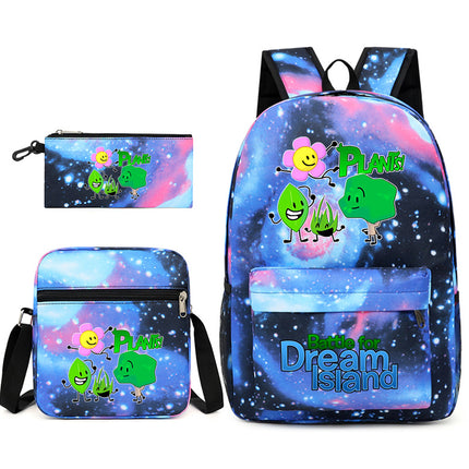 Battle for Dream Island Backpack Dream Island Schoolbag Three-Piece Canvas Backpack