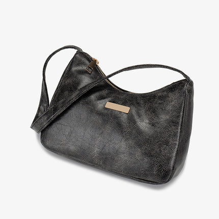 2025Bags Fashionable Oily Leather Glossy Armpit Bag Trendyy Versatile Girls Shoulder Bag Small Soft Leather Mobile Phone Bag