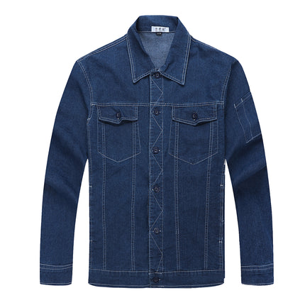 Summer Work Clothes suit Men's Thin Breathable Denim Long-sleeved Breathable Anti-scald Welder Wear-resistant Construction Site Labor Protection Tooling