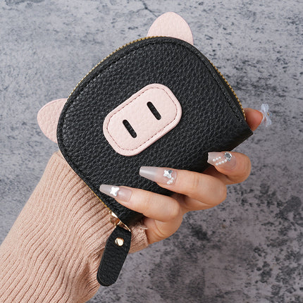 Factory new organ card bag women's lightweight student pig zipper multi-card card holder soft leather card holder coin purse