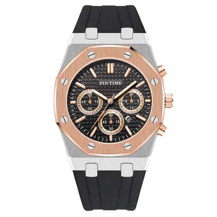Foreign Trade Products: Men's Watch with Three Dials, Multi-Functional, Sports, Waterproof, Men's Fashion Casual Watch, Cross-Border Hot-Selling Item