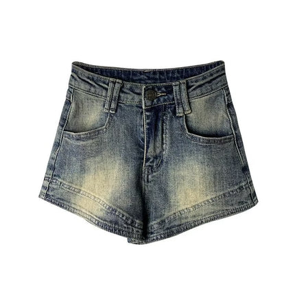 Hot Girl American retro distressed Denim shorts women's 2024 summer New Design High waist slimming slim hot pants