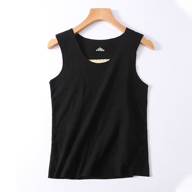 Double-sided brushed faux velvet seamless women's fleece-lined thickened patch thermal vest bottoming autumn and winter plus size all-matching