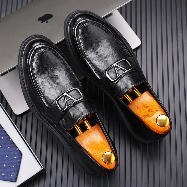 Men's Casual Leather Shoes 2026 New Versatile Trendy Fashion High-End Genuine Leather Business Work Shoes Loafers for Men