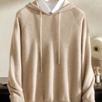Cashmere Sweater Men's 100 Pure Cashmere Autumn and Winter New Arrival Yuanbao Needle Pullover Drawstring Hoodie Knitted Sweater Jacket