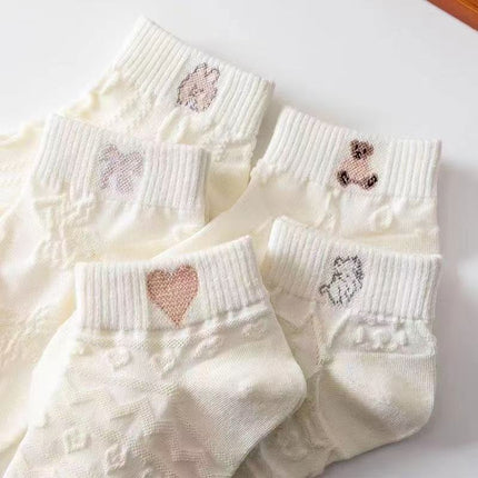 Women's Socks, Spring and Autumn Thin Style, Summer Breathable Short Socks for Girls, Sweat-Absorbent White Socks, Casual Versatile Socks from Zhuji