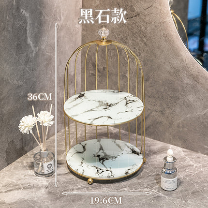 Wrought Iron Bathroom Cosmetics Storage Box Desktop Lipstick Storage Rack Skin Care Products Toilet Bird Cage Storage Rack Table