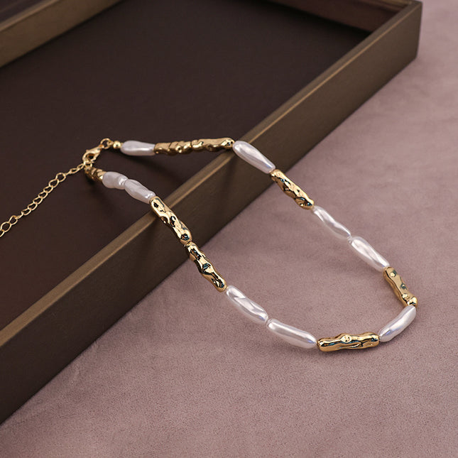 Electroplated real gold color retaining baroque strength chain beads diy bracelet baroque shaped pearl necklace earrings jewelry