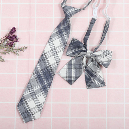 Japanese and Korean striped jk/dk college style men's and women's red cyanotic gray blue shirt accessories tie-free collar set