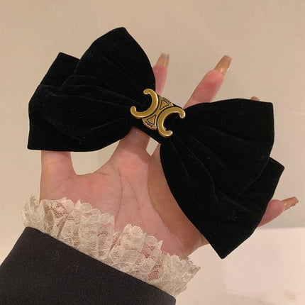Summer big bow ribbon hairpin women's high-grade back head top clip spring clip hairpin clip hair accessories 17cm