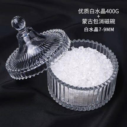 Natural Crystal Purification Degaussing Bowl White Crystal Degaussing Stone Gravel Container Yushou Salt Ware Gem Glass