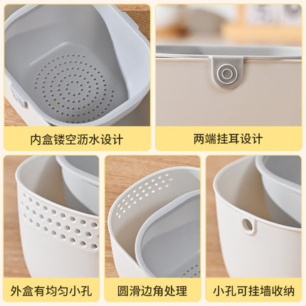 Multi-functional double-layer thickened fruit drain basket food grade melon seeds snack storage box living room kitchen fruit basket fruit plate