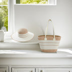 Pink and white / Hat + bag set