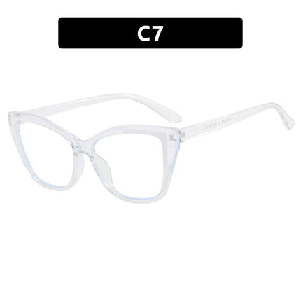 Color-Blocked Cat-Eye Flat Mirror Anti-Blue Light 2024 New Glasses Frame for Women, Versatile European and American Fashion Glasses Frame