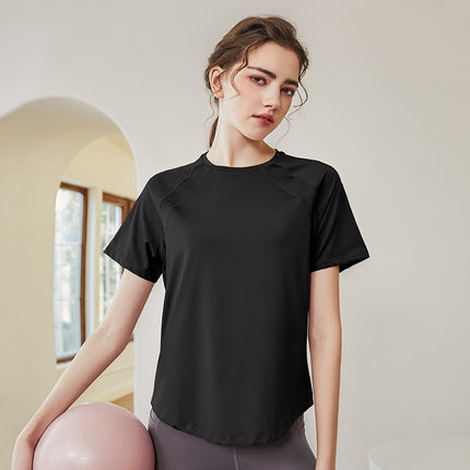 Loose Quick-drying Sports Top Women's Short-sleeved T-shirt Yoga Clothing Breathable Running Training Large Size Slimming Fitness Clothing for Summer