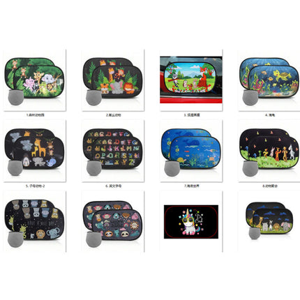 Car Sunshade Black Mesh Electrostatic Film Cartoon Sunshade Curtain Temu Cross-Border Exclusive Summer Electrostatic Sticker
