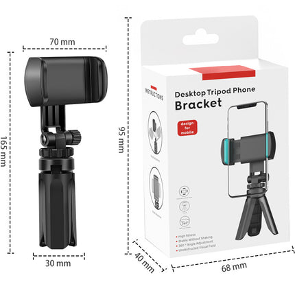 Adjustable Phone Tripod Stand Portable Foldable Desktop Holder 360 Rotatable Selfie Stick Live Streaming Stabilizer Compact