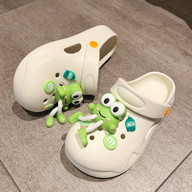 Super Cute Cartoon Frog 2026 Non-Slip Clogs with a Stepping-On-Feces Feel, Thick-Soled Closed-Toe Slippers for Women, Suitable for Summer Outdoor Wear