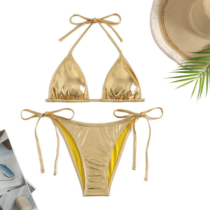 New European and American Bronzing Sexy Halterneck Bikini Trendy Women's Swimsuit Beach Swimsuit Bikini Aliexpress