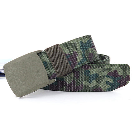 Security check camouflage nylon belt men's tactical belt women's automatic buckle pants belt woven cross-border wholesale