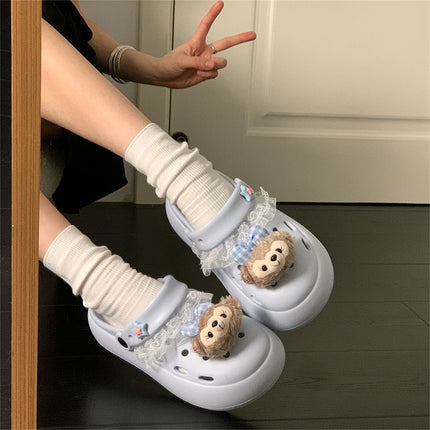 Breathable Non-Slip Clogs for Women, Summer Outdoor Wear, 2026 New Cartoon Shirley Rose Cute Beach Thick-Soled Closed-Toe Slippers