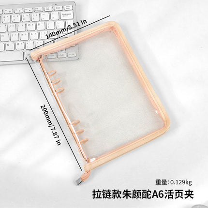 Japanese A5 Transparent Loose-leaf Black Glitter Zipper 6-hole Notebook Ins Style Star Chaser Ledger PVC Case
