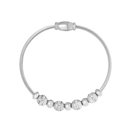 Antique European and American titanium steel vacuum plating 18k gold non-fading round heart pendant bracelet women's wholesale jewelry