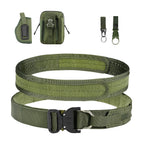Military green - belt + waist bag + keychain + water bottle buckle + holster five-piece set