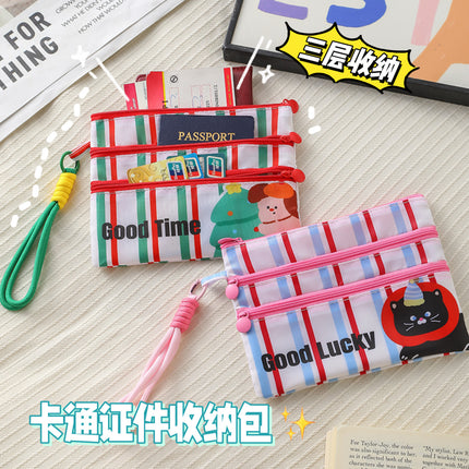 Plaid Contrasting Color Id Cosmetics Bag Travel Abroad Id Card Passport Ticket Card Bag Portable Multi-Functional Carry-On Bag