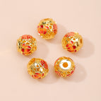 19. small red hollow lotus lantern beads with blessing character 9mm