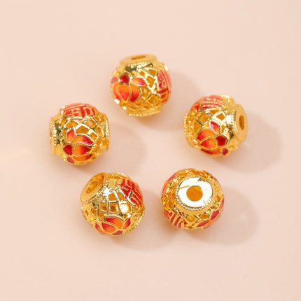 Cloisonné Oil-Dropping Cut Out Auspicious Cloud Lotus Bead Accessories Oil-Dropping Copper DIY Handmade Bracelet Necklace Jewelry Accessories