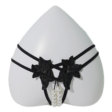 Sexy Underwear Underwear Women's Oversized Double-Row Pearl G-string Open-Gear No-off Insertable European and American Nightclub Underwear