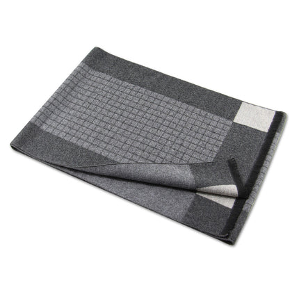Autumn and winter warm Men's scarf wool blended gray plaid high-end new scarf men's Jacquard brushed scarf